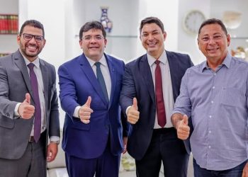 Governador Rafael Fonteles recebe o deputado Dr. Thales com diversos prefeitos municipais